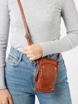 Telefoonetui /cross Body Leder Basilic pepper Bruin boston BBOS04-vue-porte